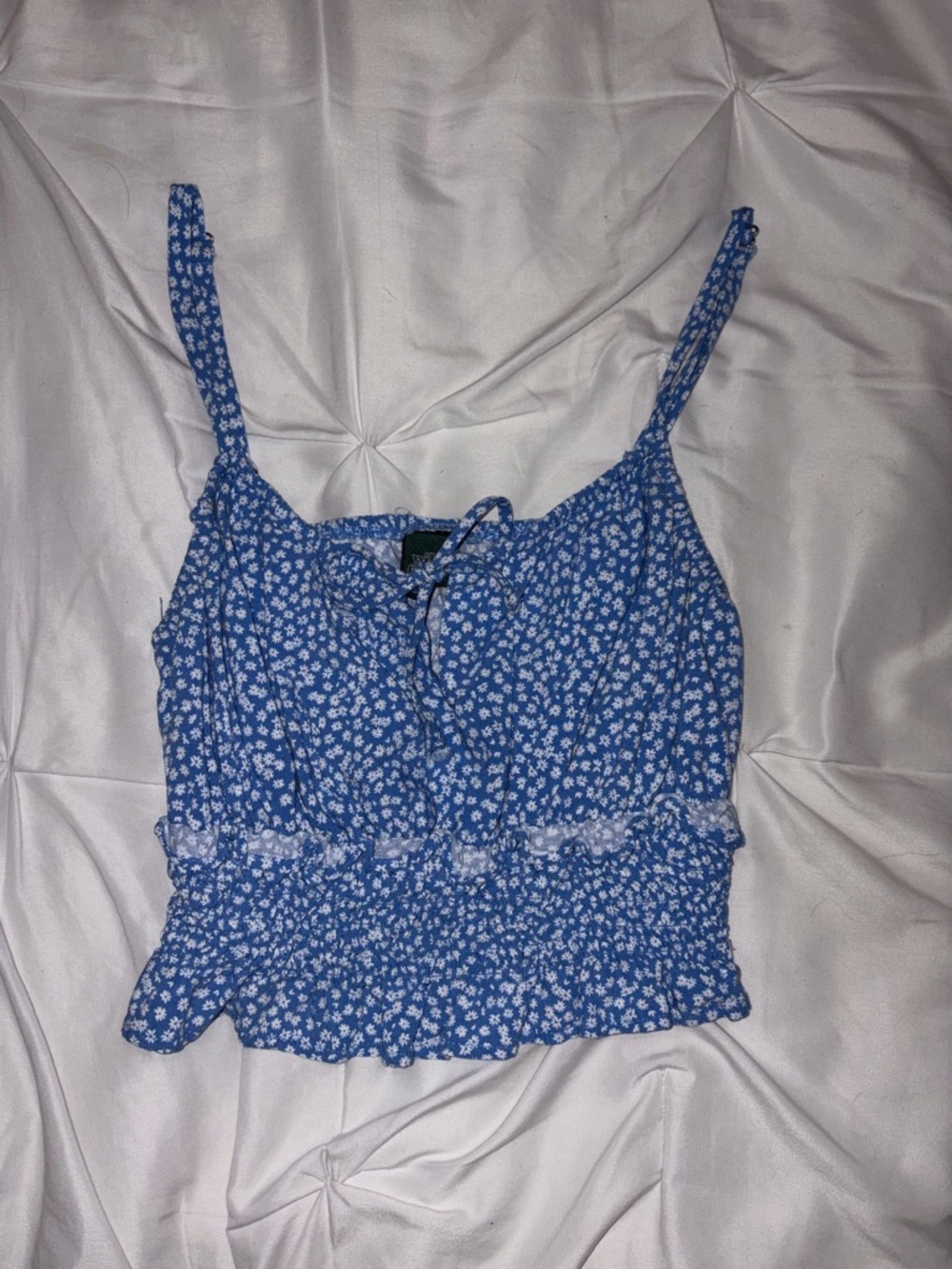 Blue Floral Smocked Cami Top with tie